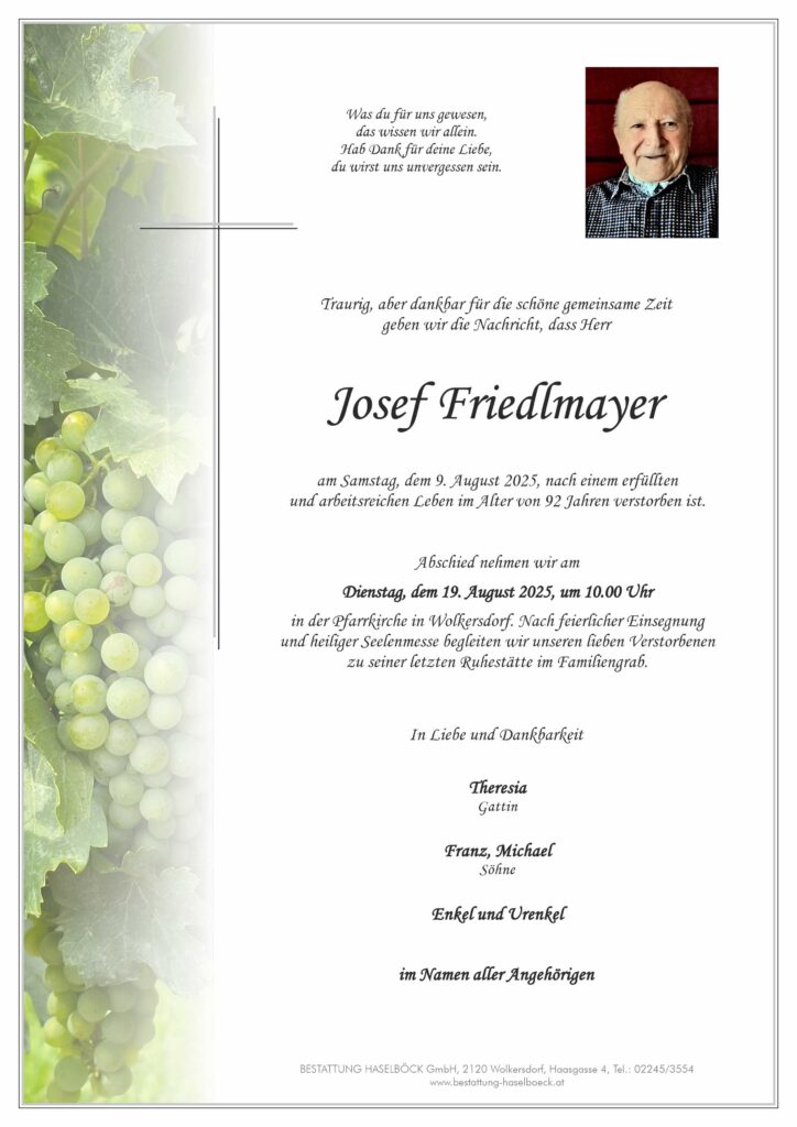 Friedlmayer_Josef_Wolkersdorf_Parte_Bestattung_Haselböck