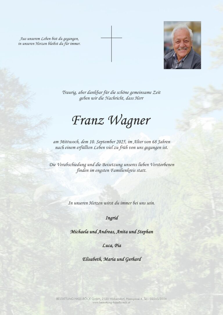 Wagner_Franz_Ulrichskirchen_Parte_Bestattung_Haselböck