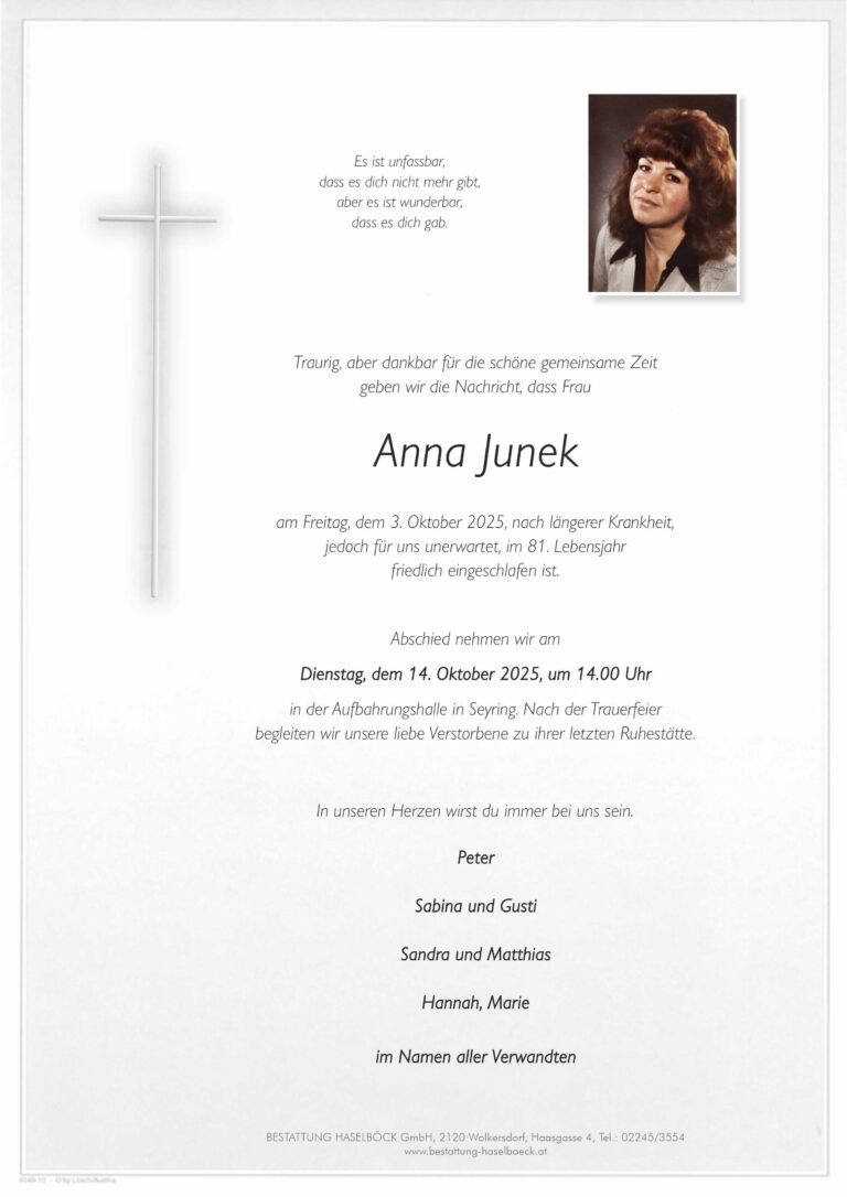 Junek_Anna_Seyring_Parte_Bestattung_Haselböck