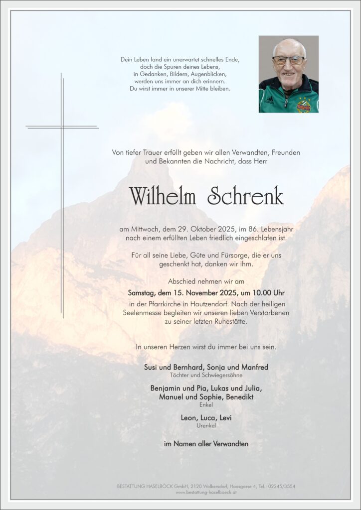 Schrenk_Wilhelm_Parte_Hautzendorf_Bestattung_Haselböck