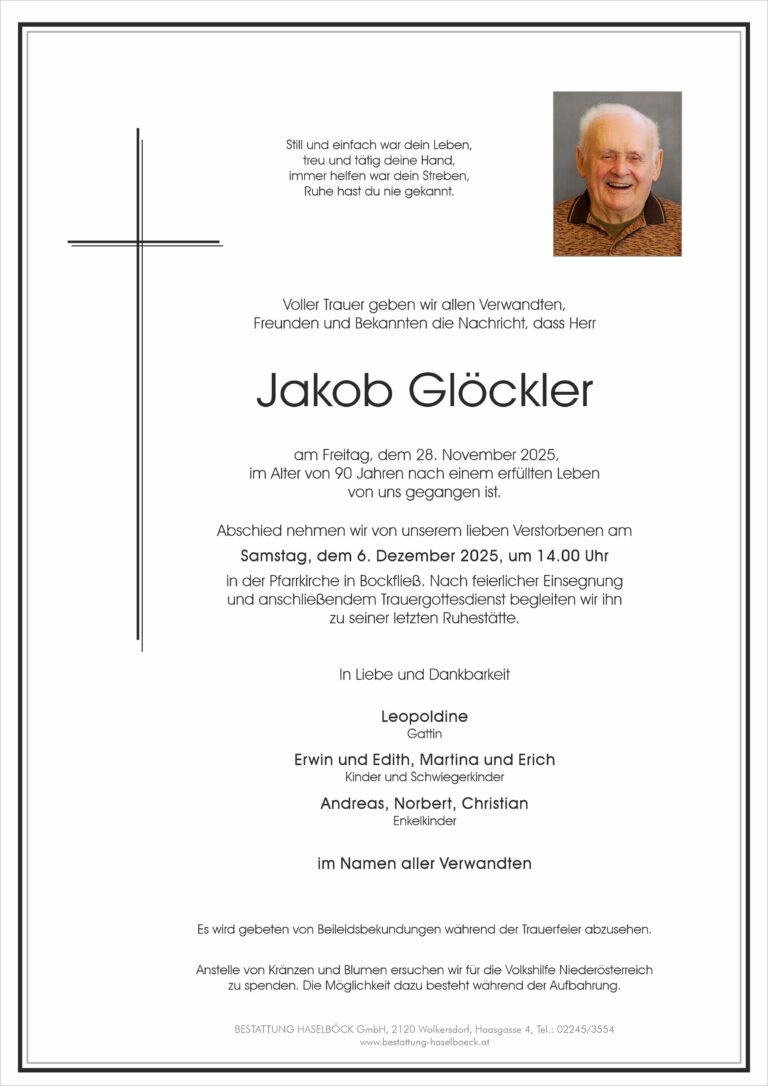 Glöckler_Jakob_Bockfließ_Parte_Bestattung_Haselböck