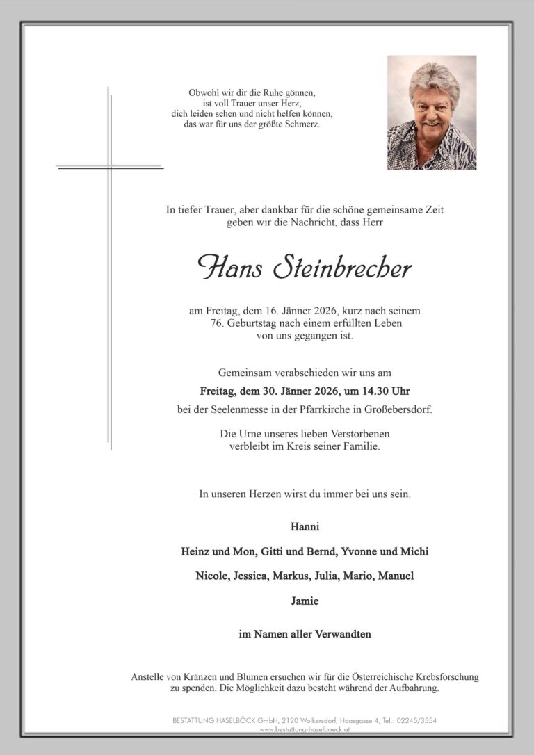 Steinbrecher_Hans_Großebersdorf_Parte_Bestattung_Haselböck