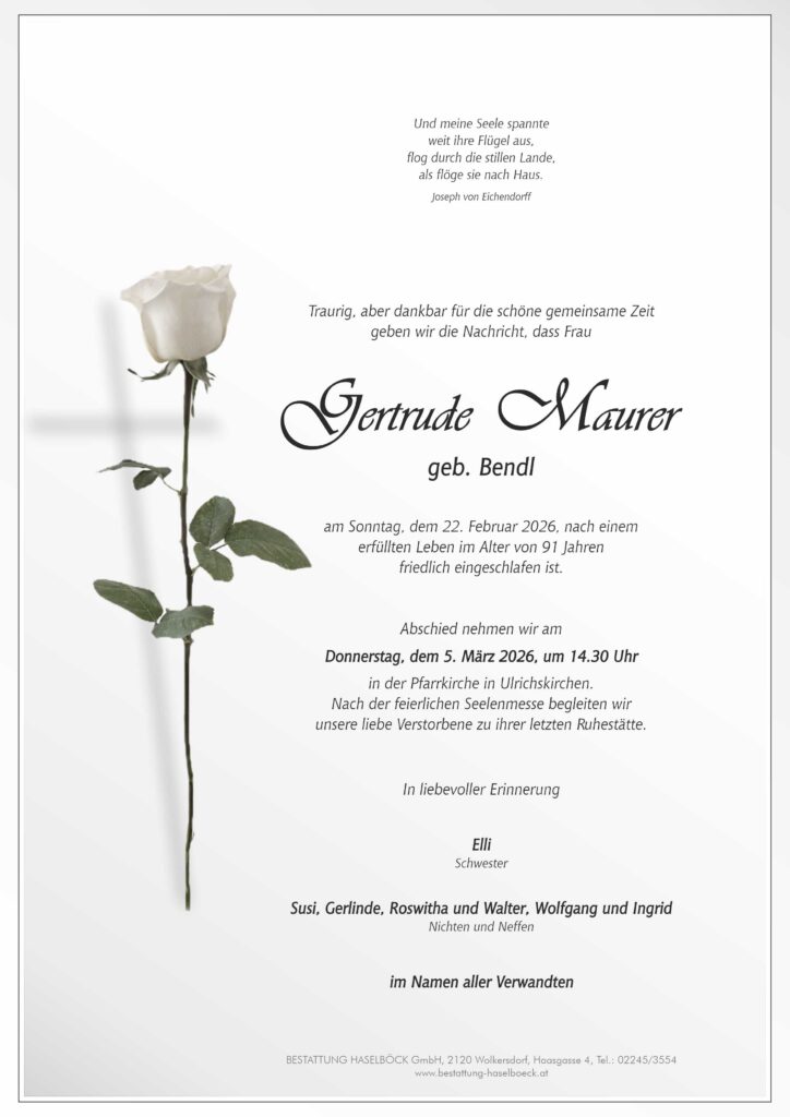 Maurer_Gertrude_Ulrichskirchen_Parte_Bestattung_Haselböck