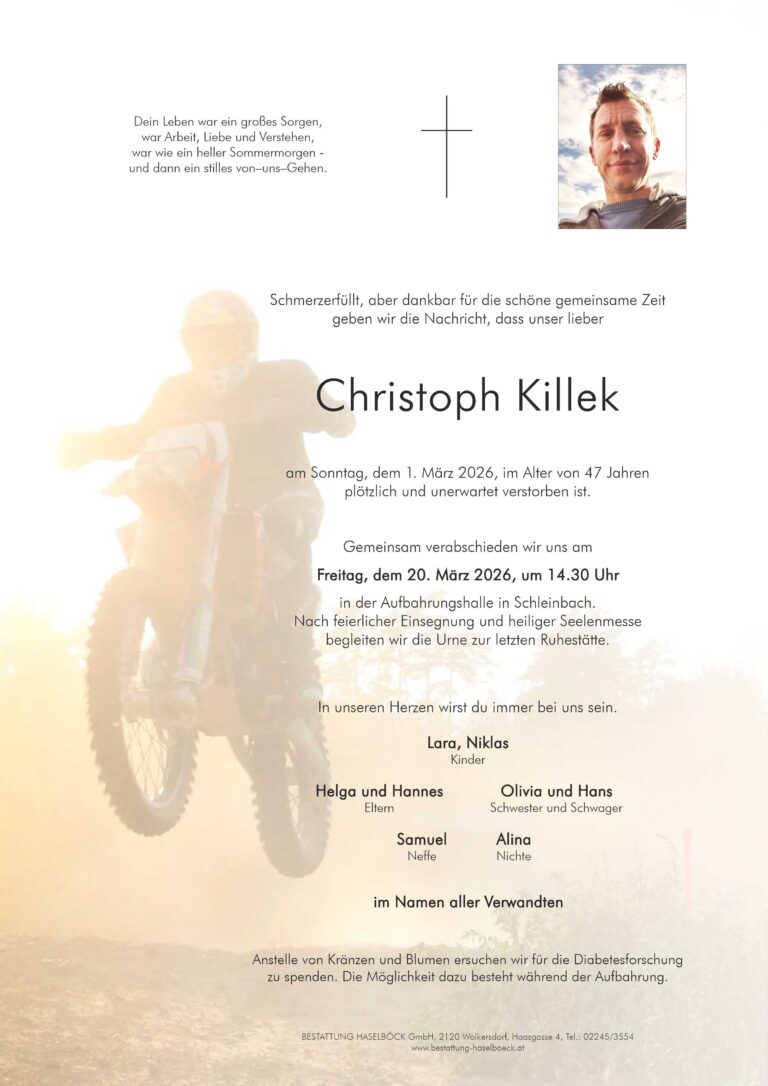 Killek_Christoph_Schleinbach_Parte_Bestattung_Haselböck
