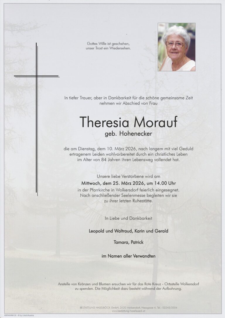 Morauf_Theresia_Wolkersdorf_Parte_Bestattung_Haselböck