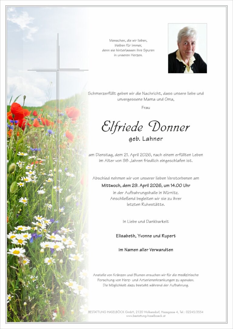 Donner_Elfriede_Parte_Würnitz_Bestattung_Haselböck