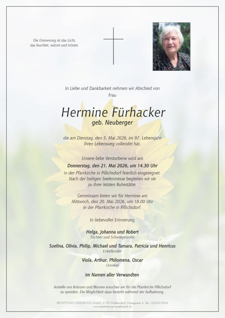 Fürhacker_Hermine_Parte_Pillichsdorf_Bestattung_Haselböck