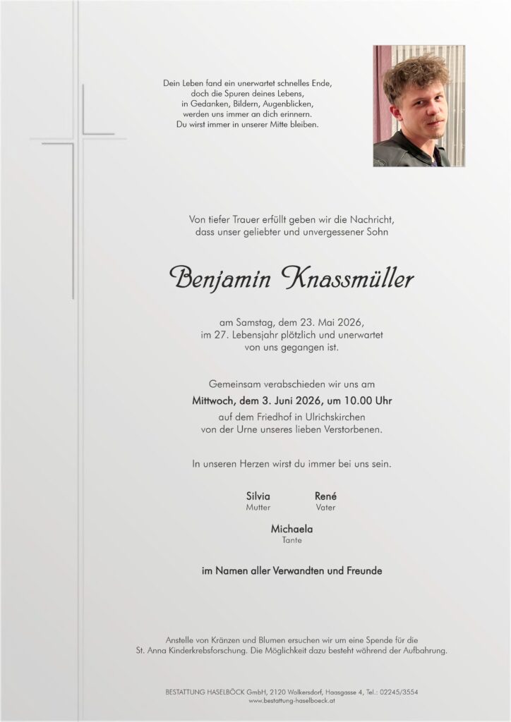 Knassmüller_Benjamin_Ulrichskirchen_Parte_Bestattung_Haselböck