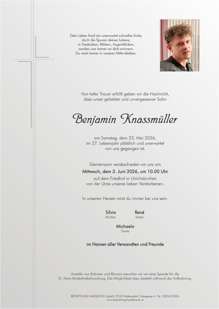 Knassmüller_Benjamin_Ulrichskirchen_Parte_Bestattung_Haselböck