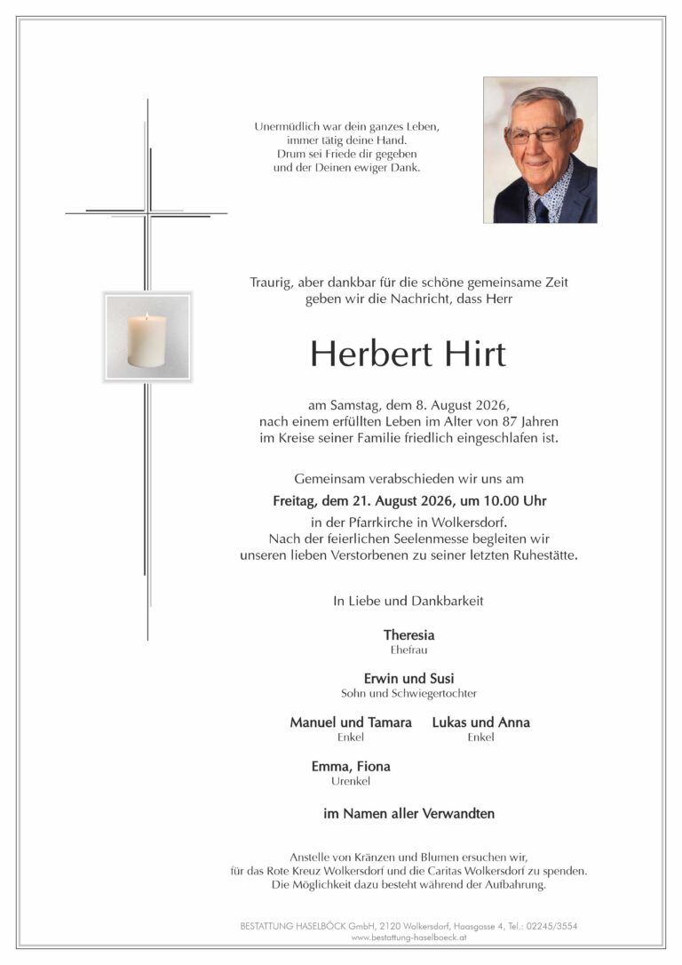 Hirt_Herbert_Wolkersdorf_Parte_Bestattung_Haselböck