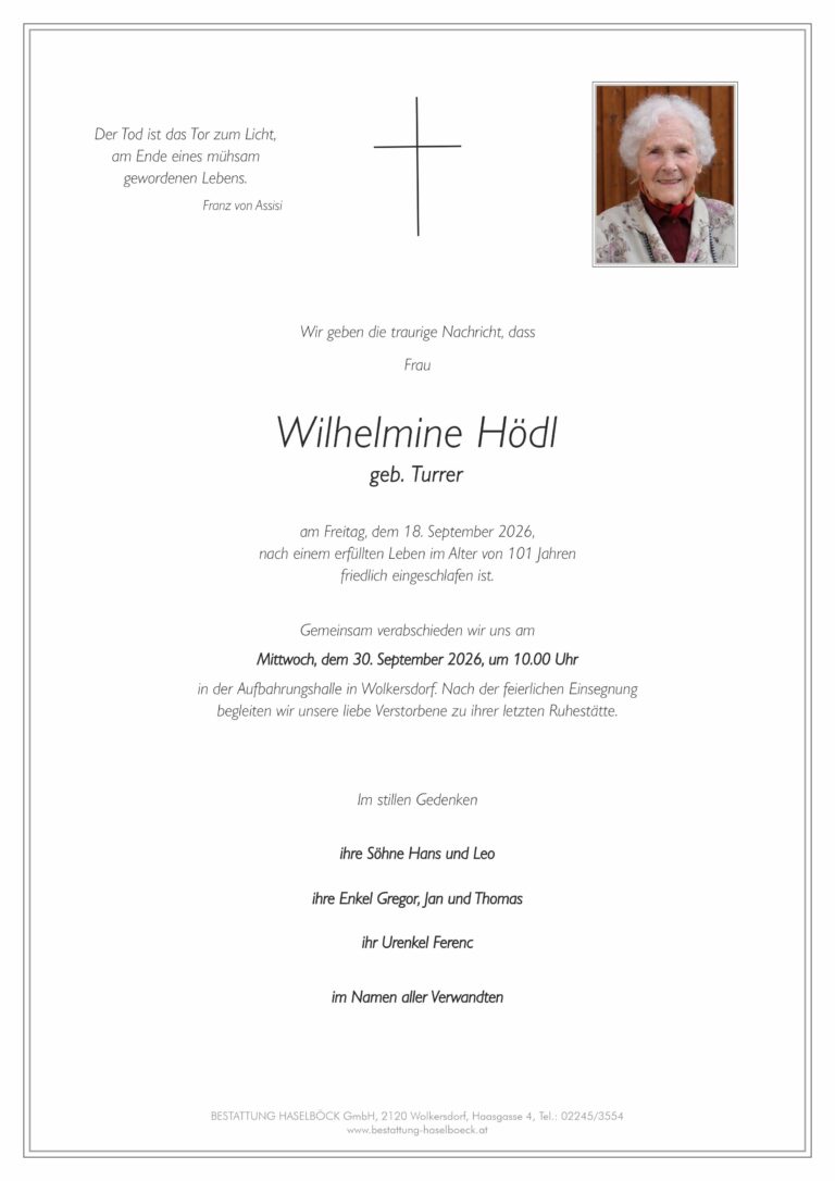 Hödl_Wilhelmine_Wolkersdorf_Parte_Bestattung_Haselböck