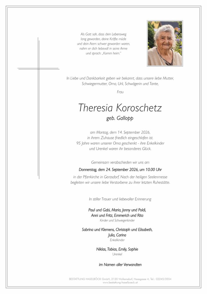 Koroschetz_Theresia_Gerasdorf_Parte_Bestattung_Haselböck