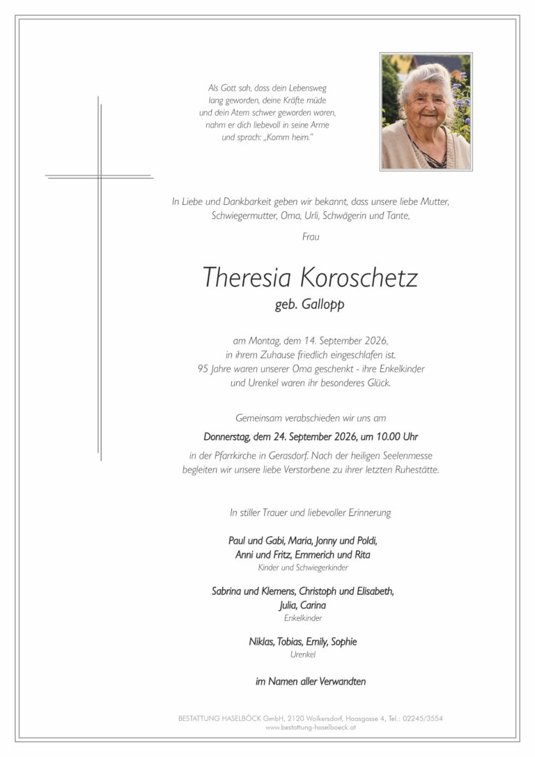 Koroschetz_Theresia_Gerasdorf_Parte_Bestattung_Haselböck