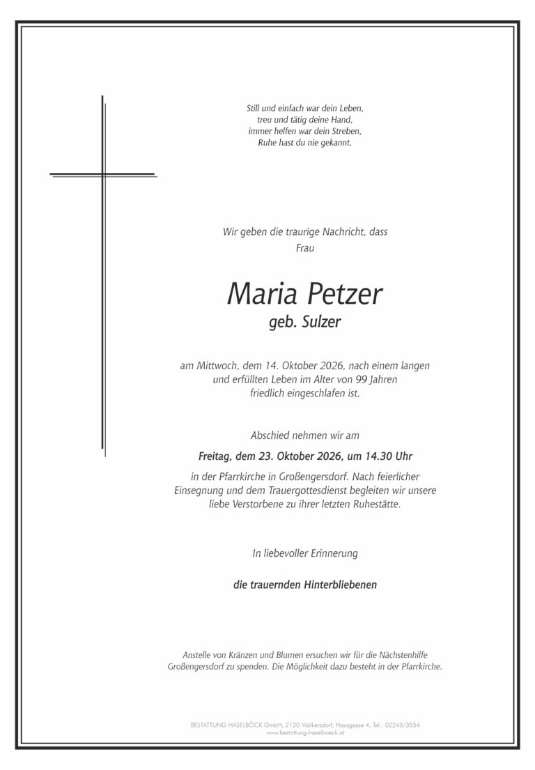 Petzer_Maria_Großengersdorf_Parte_Bestattung_Haselböck