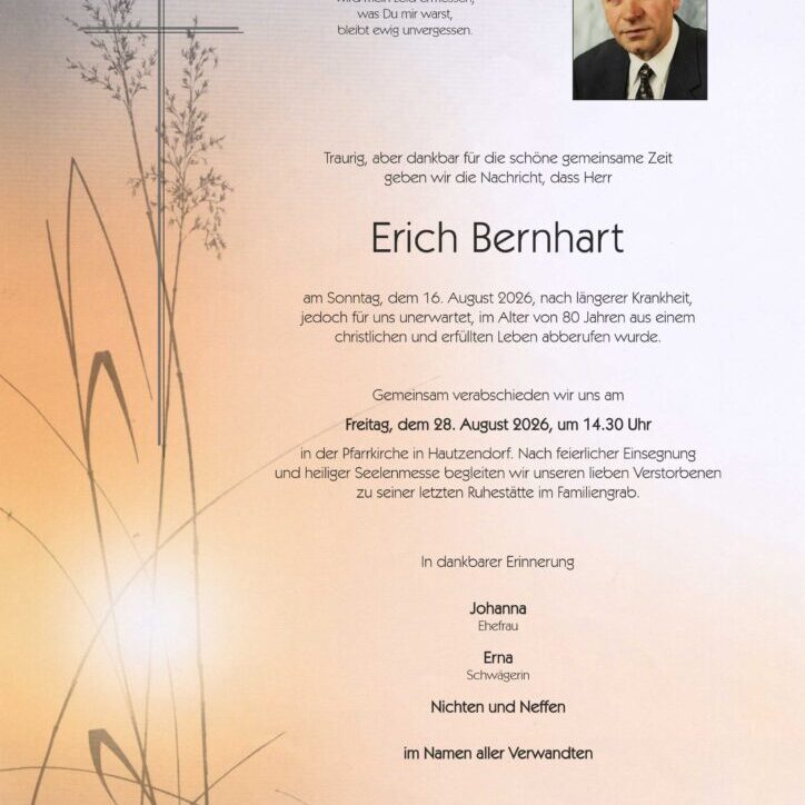 Bernhart_Erich_Hautzendorf_Parte_Bestattung_haaselböck