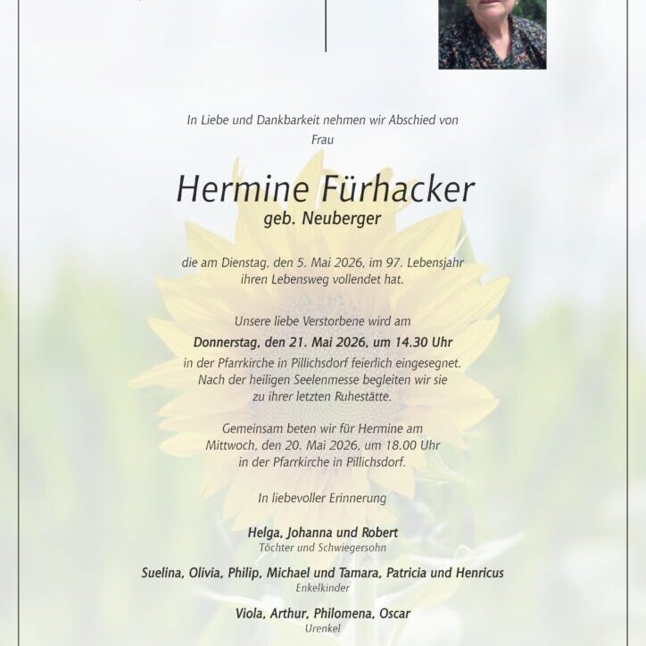 Fürhacker_Hermine_Parte_Pillichsdorf_Bestattung_Haselböck