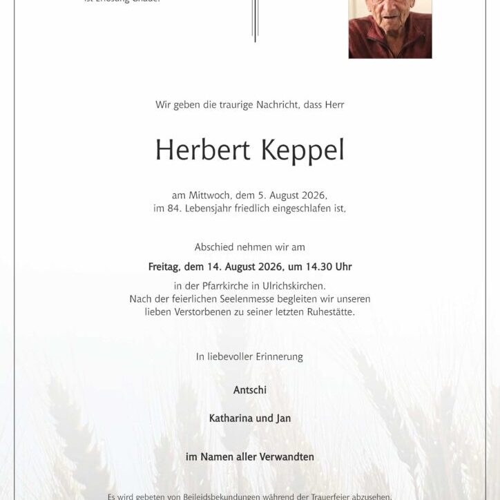 Keppel_Herbert_Ulrichskirchenf_Parte_Bestattung_Haselböck