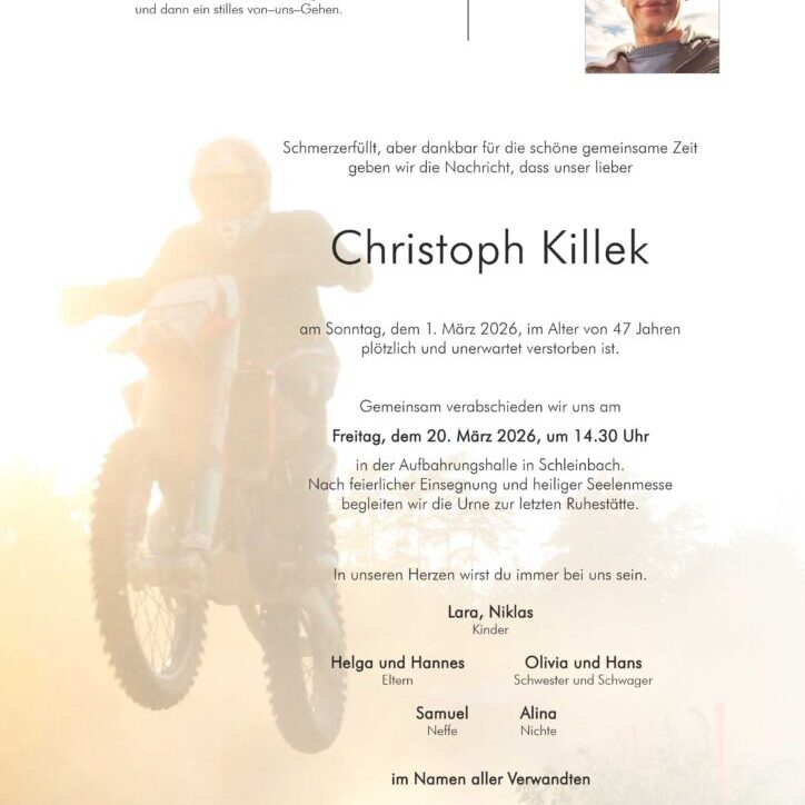 Killek_Christoph_Schleinbach_Parte_Bestattung_Haselböck