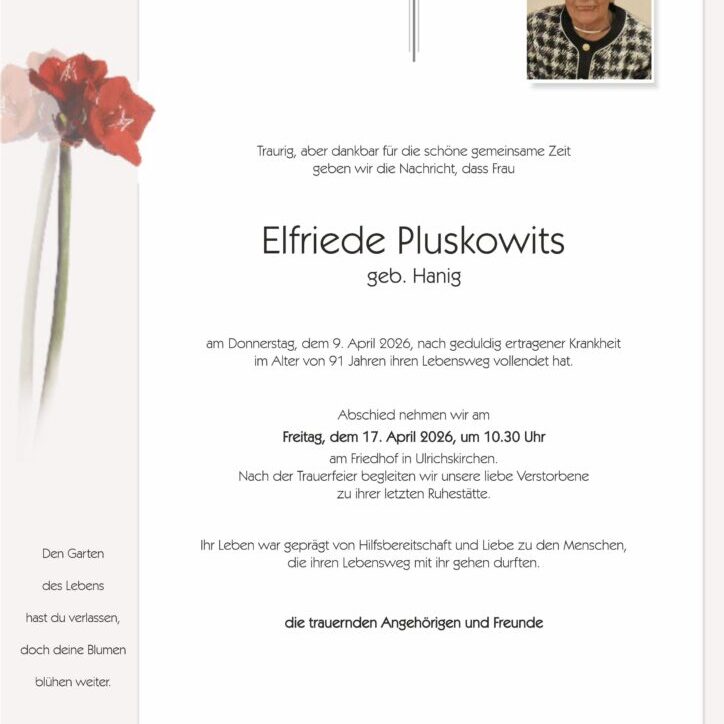 Pluskowits_Elfriede_Parte_Ulrichskirchen_Bestattung_Haselböck