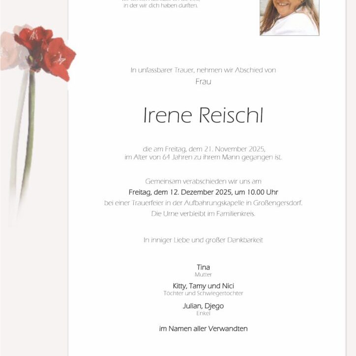 Reischl_Irene_Großengersdorf_Parte_Bestattung_Haselböck